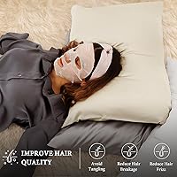 Vista 5 de BHZ Almohada estándar de plumas de ganso con funda de almohada de satén, almohada de cama de lujo de la colección de hotel para dormir, soporte