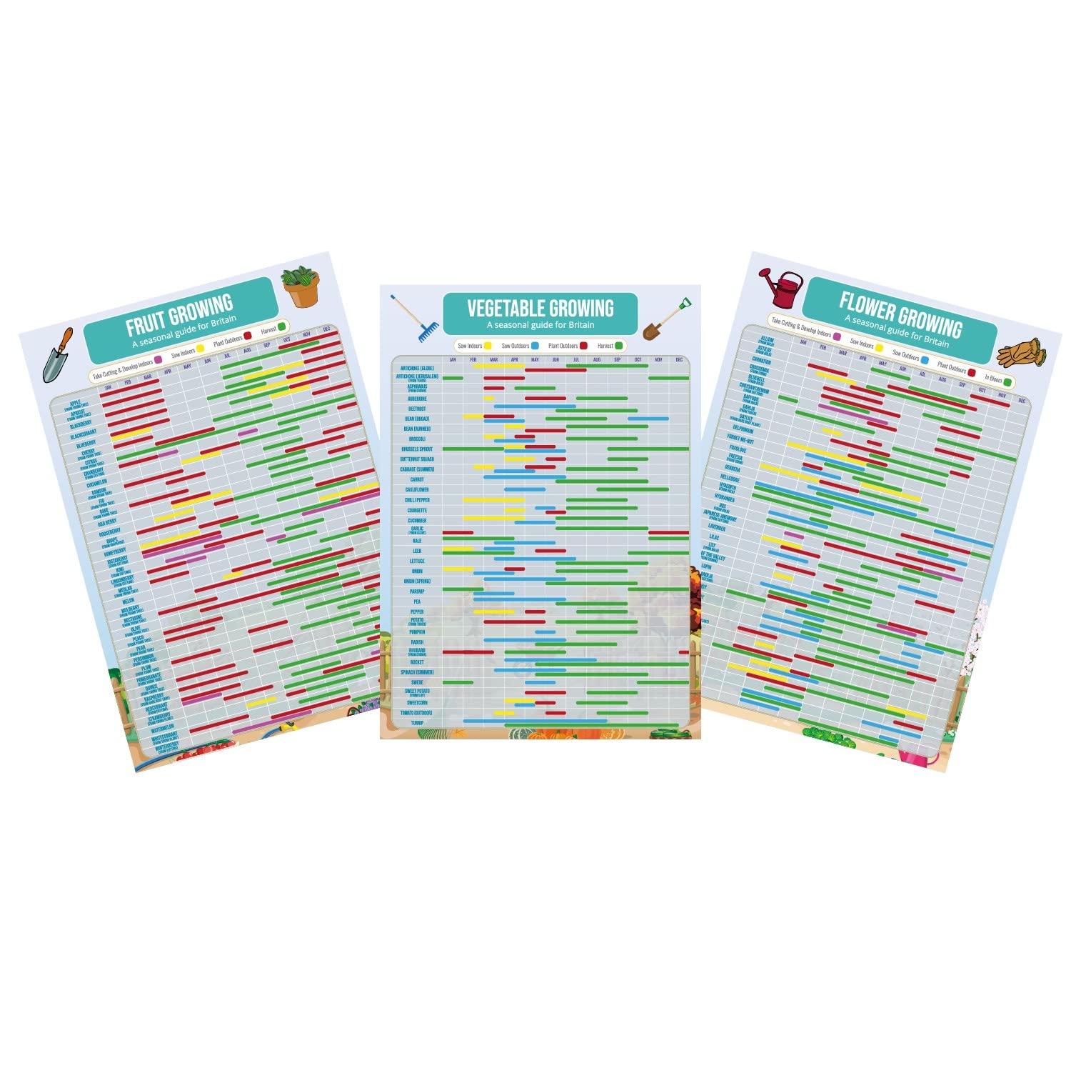 Triple Pack - Fruit, Vegetable & Flower - Growing Planner Poster - A3 ...