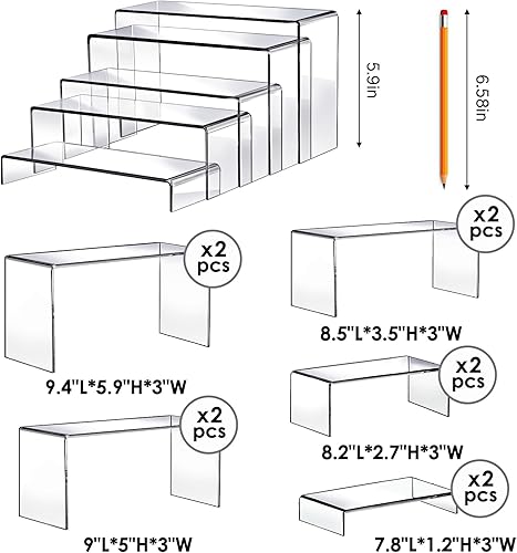 Miniatura 2 de Fixwal Juego de 2 elevadores acrílicos para exhibición, organizadores de perfumes transparentes, soportes de exhibición de acrílico para figuras de