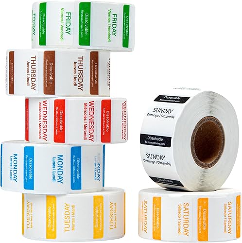 Miniatura 7 de Restaurantware RW Smart - Etiquetas de rotación de alimentos de 1 pulgada x 1 pulgada, 500 etiquetas de seguridad alimentaria solubles –