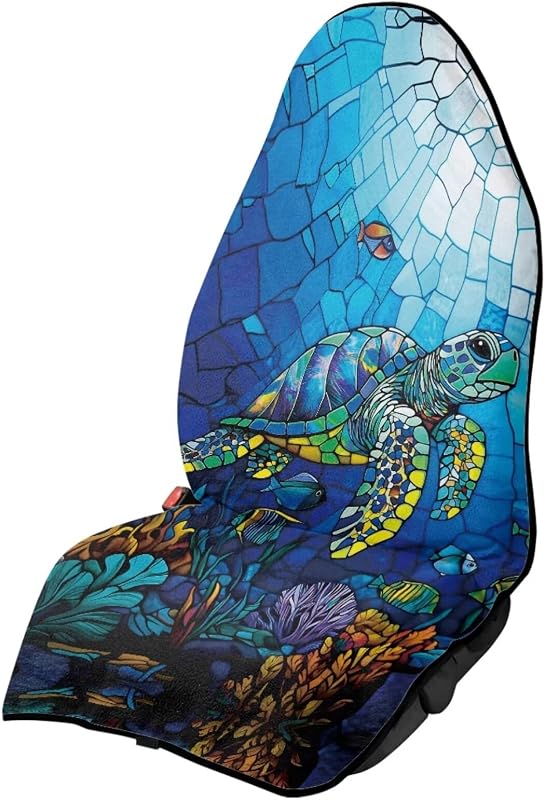 Capa para Banco Dianteiro de Carro com Estampa de Tartaruga Coral, Toalha Impermeável em Poliéster, Azul-Coral, Baxinh