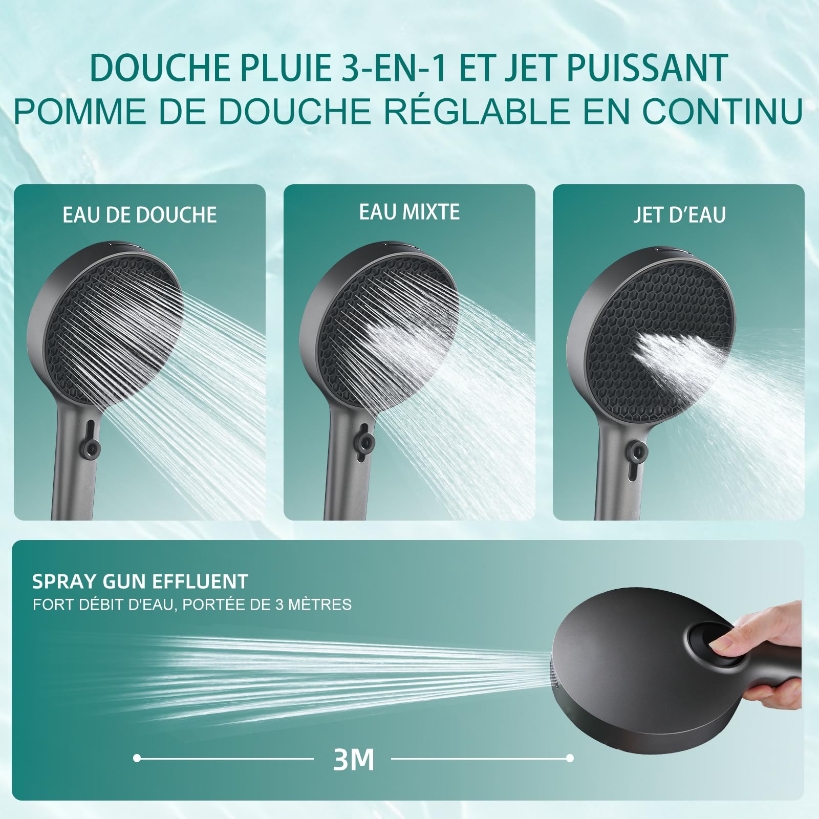 Alcachofa de ducha de alta presión, 130 mm, diámetro grande