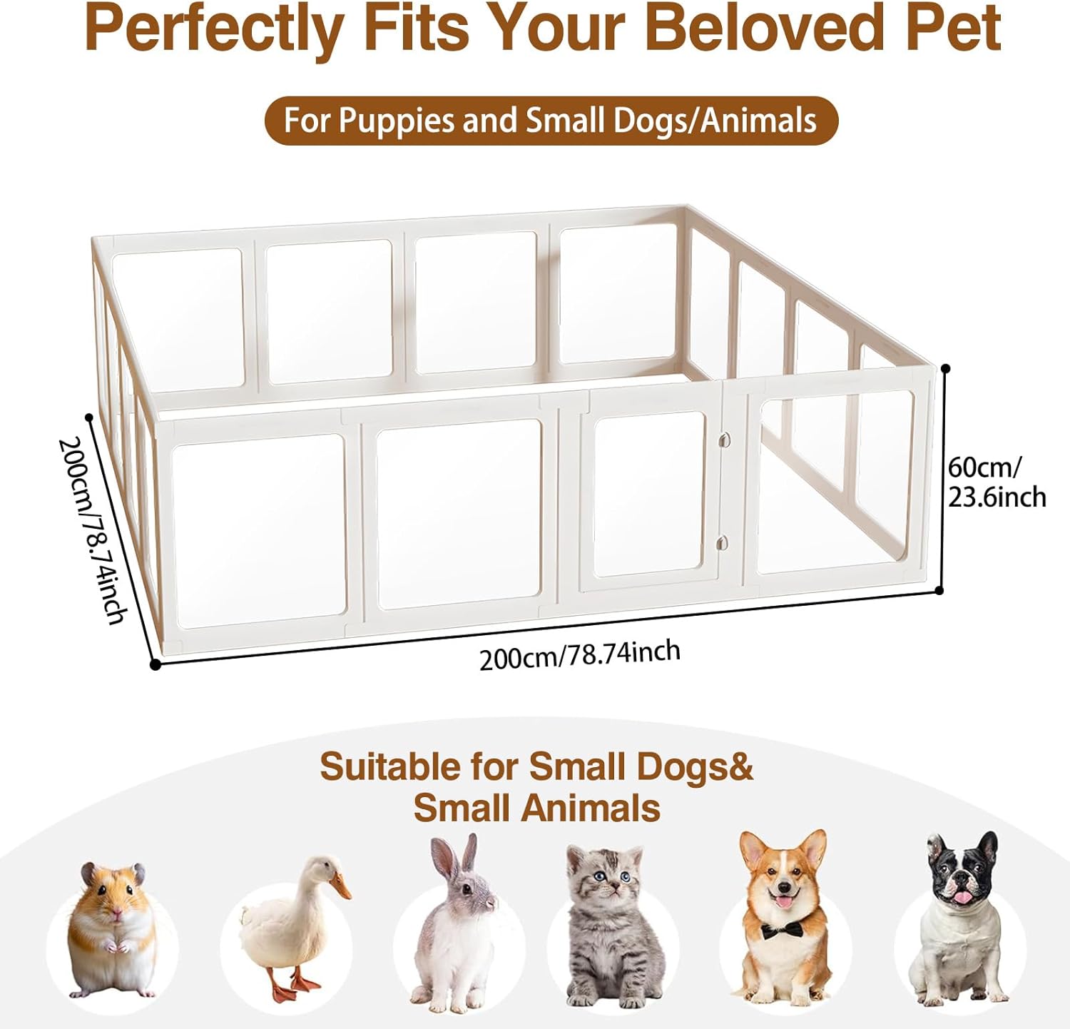 Clear Acrylic Dog Playpen with Door,23.6" Puppy Playpen,Easy Assemble Pet Fence for Puppies/Small Dog Play Pen Indoor (White, 23.6", 10 Panel)