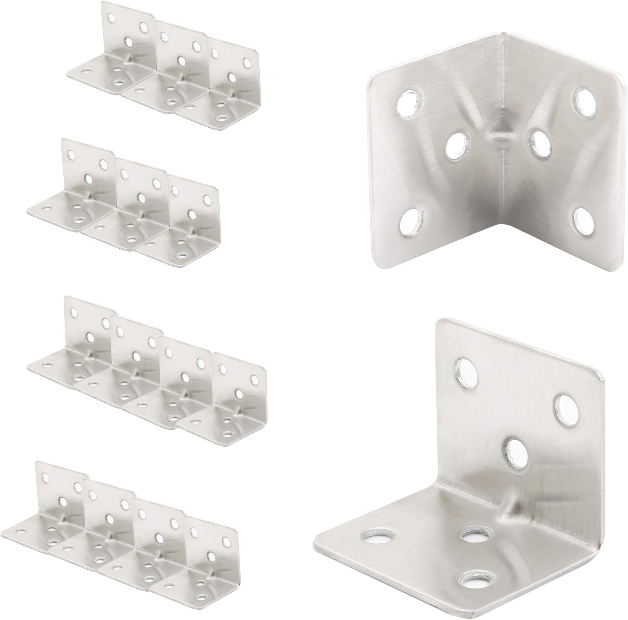Corner Brace,1.5‘’ Stainless Steel Heavy Duty L Angle Bracket,Joint Fastener,Reinforce Frame,Joint Fastener for Shelf,Chair,Wood,Furniture,Windows,Brushed Finish,16 Packs