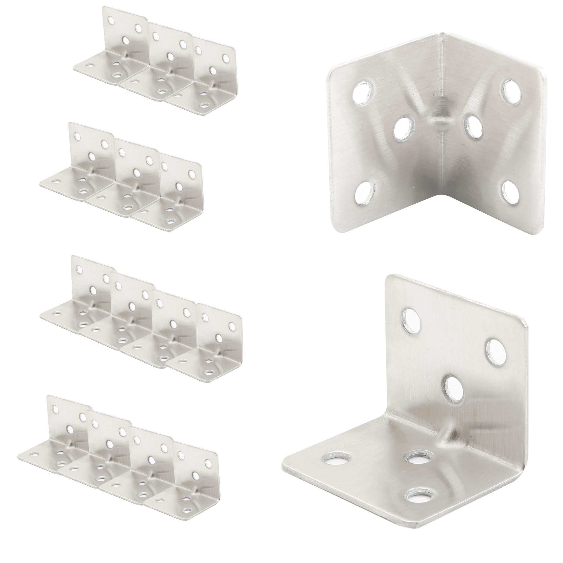 Corner Brace,1.5‘’ Stainless Steel Heavy Duty L Angle Bracket,Joint Fastener,Reinforce Frame,Joint Fastener for Shelf,Chair,Wood,Furniture,Windows,Brushed Finish,16 Packs