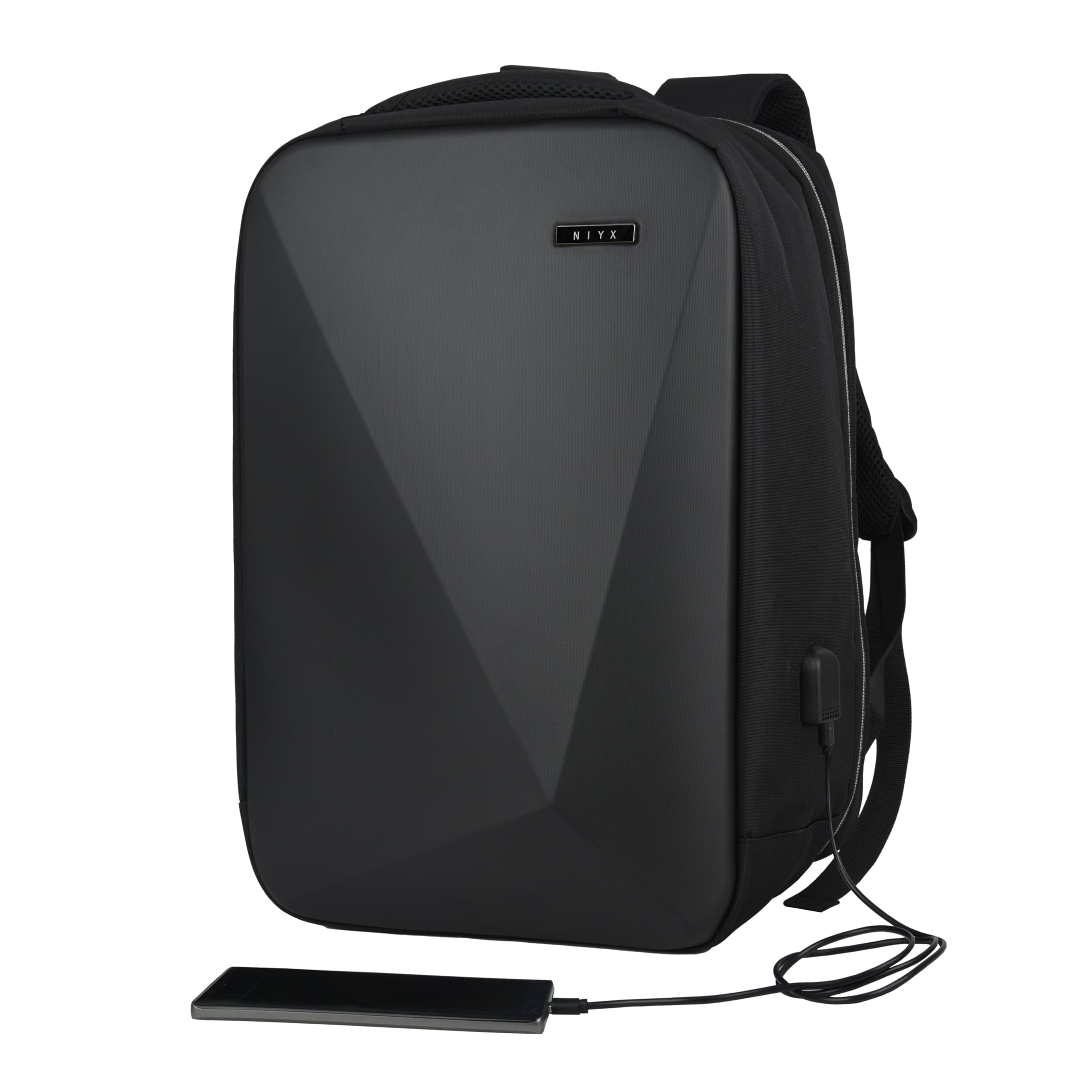NIYX Roberto Built-in USB Port BackPack | Number Locking, Multi Compartment, 21 Litre Hard Shell Shoulder Laptop Bagpack | Office, Travel & College Backpack | School Backpack For Kids
