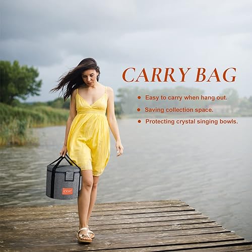 Miniatura 5 de CVNC 432HZ - Juego de 7 cuencos de cristal de cuarzo de chakra esmerilado de 6 a 12 pulgadas para sanación del sonido con 2 bolsas de transporte de