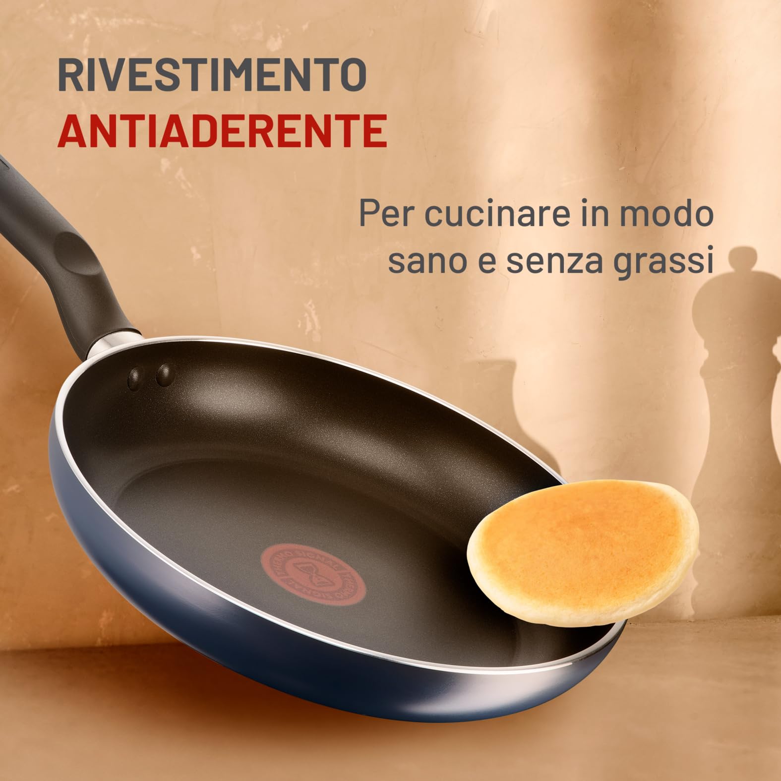 Lagostina Mirtillo, Set di 2 Padelle 24 e 28 cm con rivestimento in Titanio Antiaderente per Tutti i Piani Cottura, Tecnologia Thermo-Signal, Cottura Uniforme