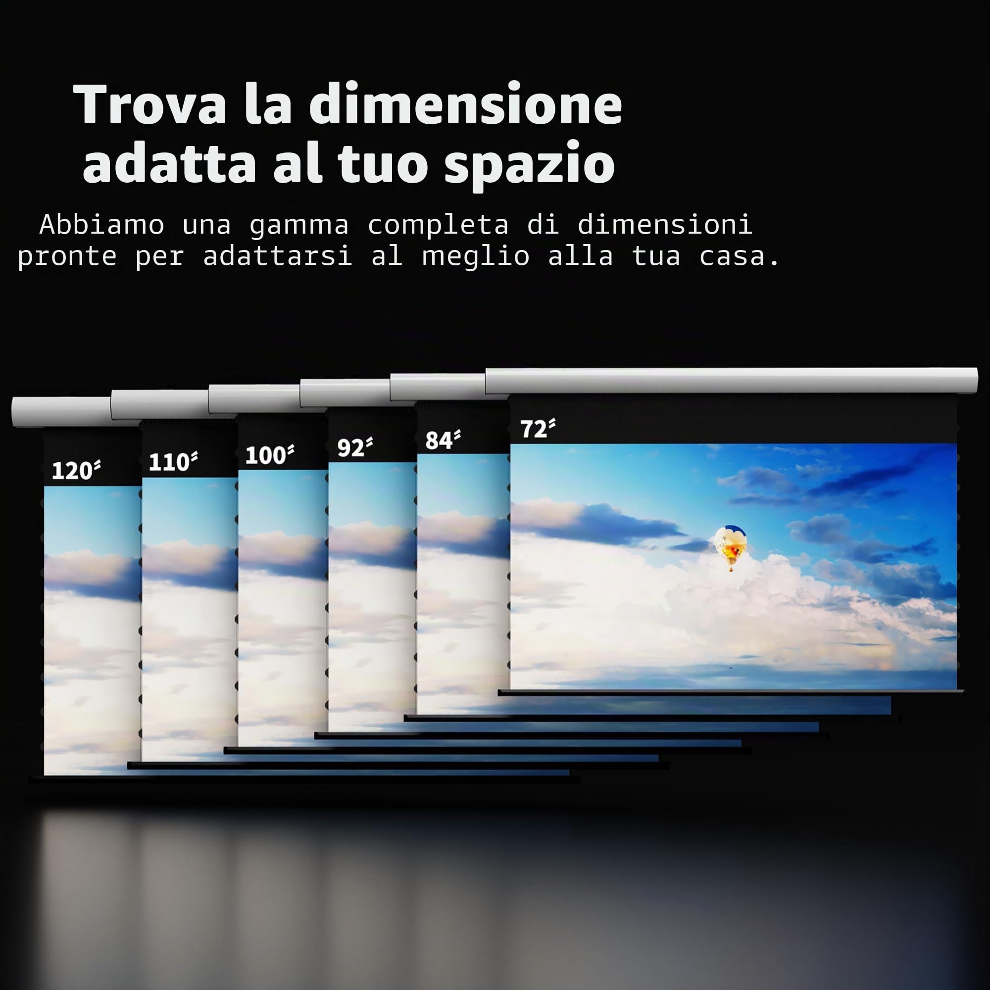 CBSP - Schermo a discesa motorizzato Deluxe, involucro in alluminio bianco 4K/8K, schermo CLR da incasso a soffitto, compatibile con proiettore Lumen fino a 1800 ANSI UST (100")