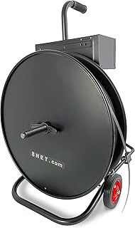 8 NET Black Heavy Duty Strapping Dispenser for Poly, Polyester and Steel Strapping, Deluxe Strapping Cart, Accepts Dia. Core 8â€™â€™ or 16â€™â€™