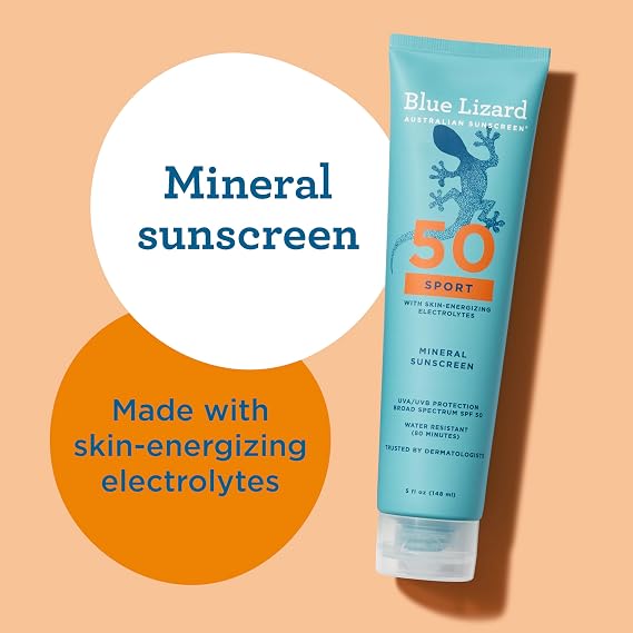 Blue Lizard Australian Sport Mineral Sunscreen Lotion, SPF 50, 5 fl oz