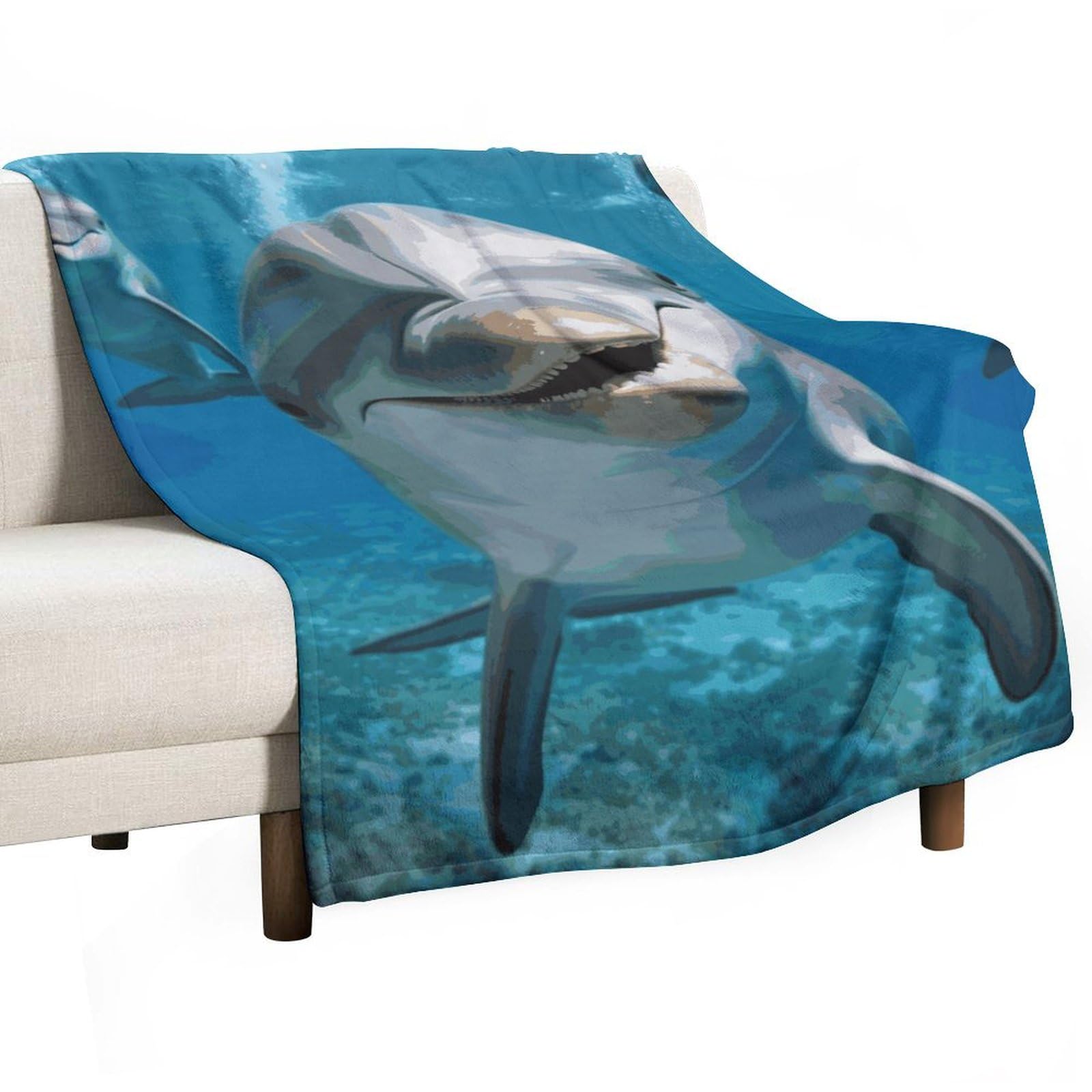Couverture polaire dauphin 168x229 cm pour lit et canapé