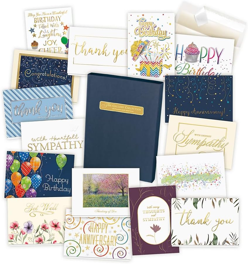 The Gallery Collection - All Occasion Cards Assortment Box (35 Cards), Foil & Embossing (All Occasion 2)
