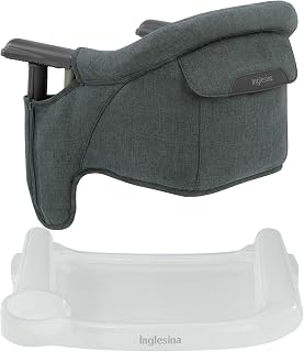 Inglesina Fast Table Chair - Charcoal Gray Melange + Fast Dining Tray - Portable Baby High Chair - for Babies & Toddlers up to 37 lbs - Fits Tables 0.8'' to 3.5'' Thick - Compact - Travel Bag Included