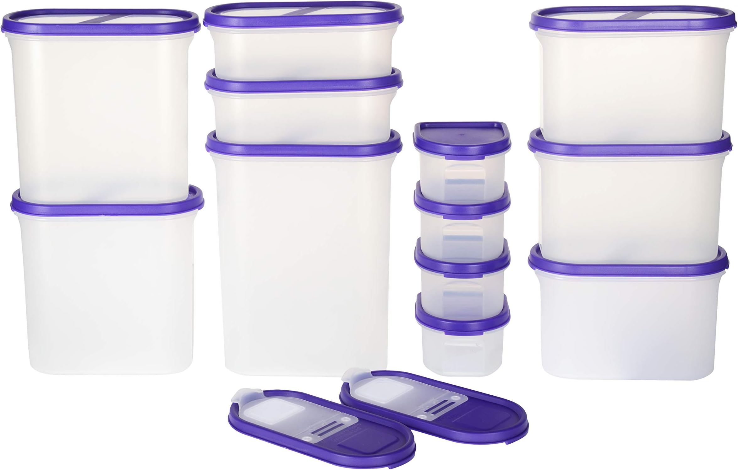Simparte Plastic Multipurpose Grocery Container with Lid Plastic Boxes for Storage, Rice, Dal, Sugar - 250ML,525ML,1200ML,1800ML,2400ML, 12 pieces, Purple