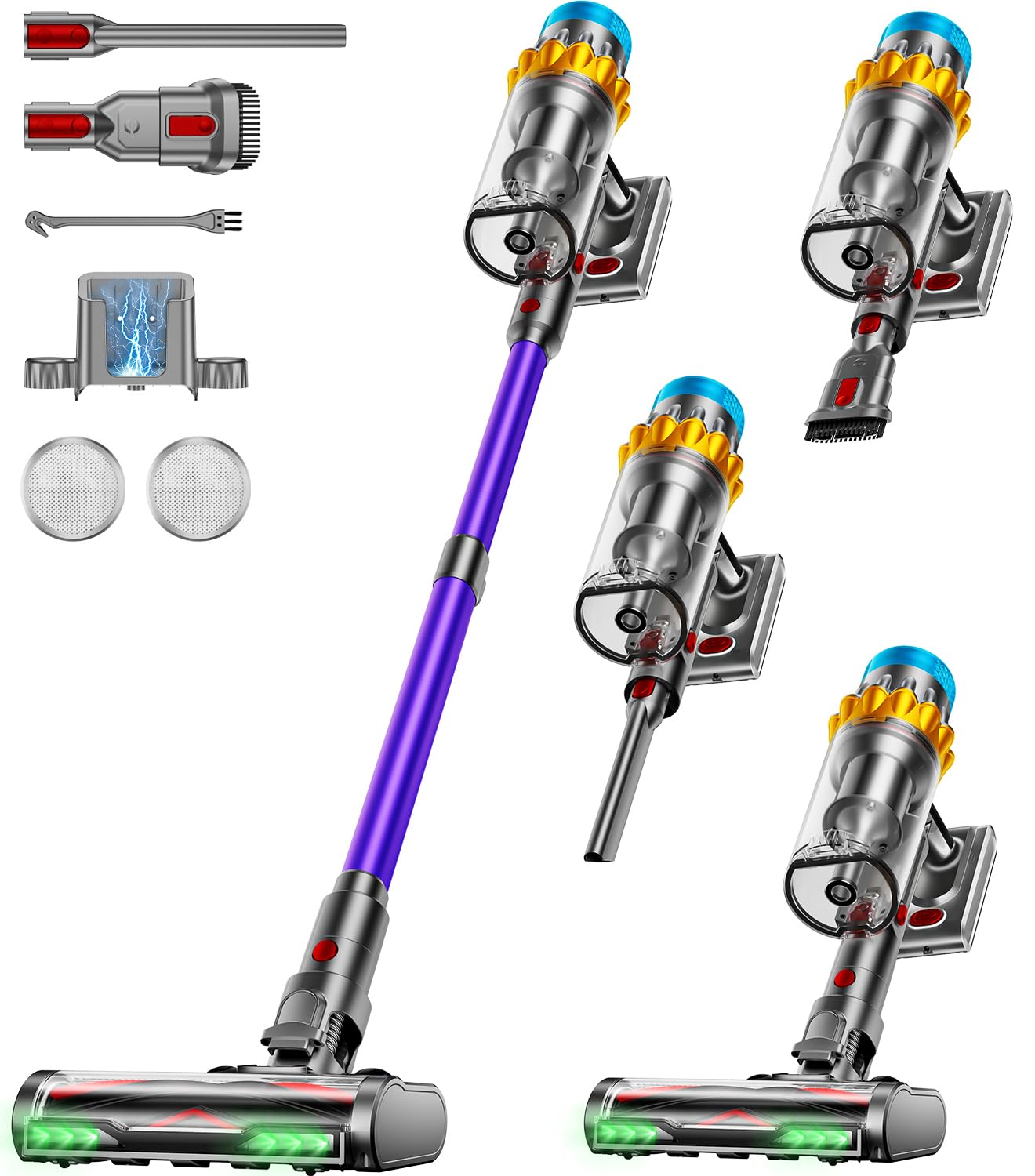 Cordless Vacuum Cleaner 55KPA 70Min 650W Motor Powerful Vacuum Cleaners for Home Self-Stand Cordless Stick Vacuum Rechargeable Anti-Tangle