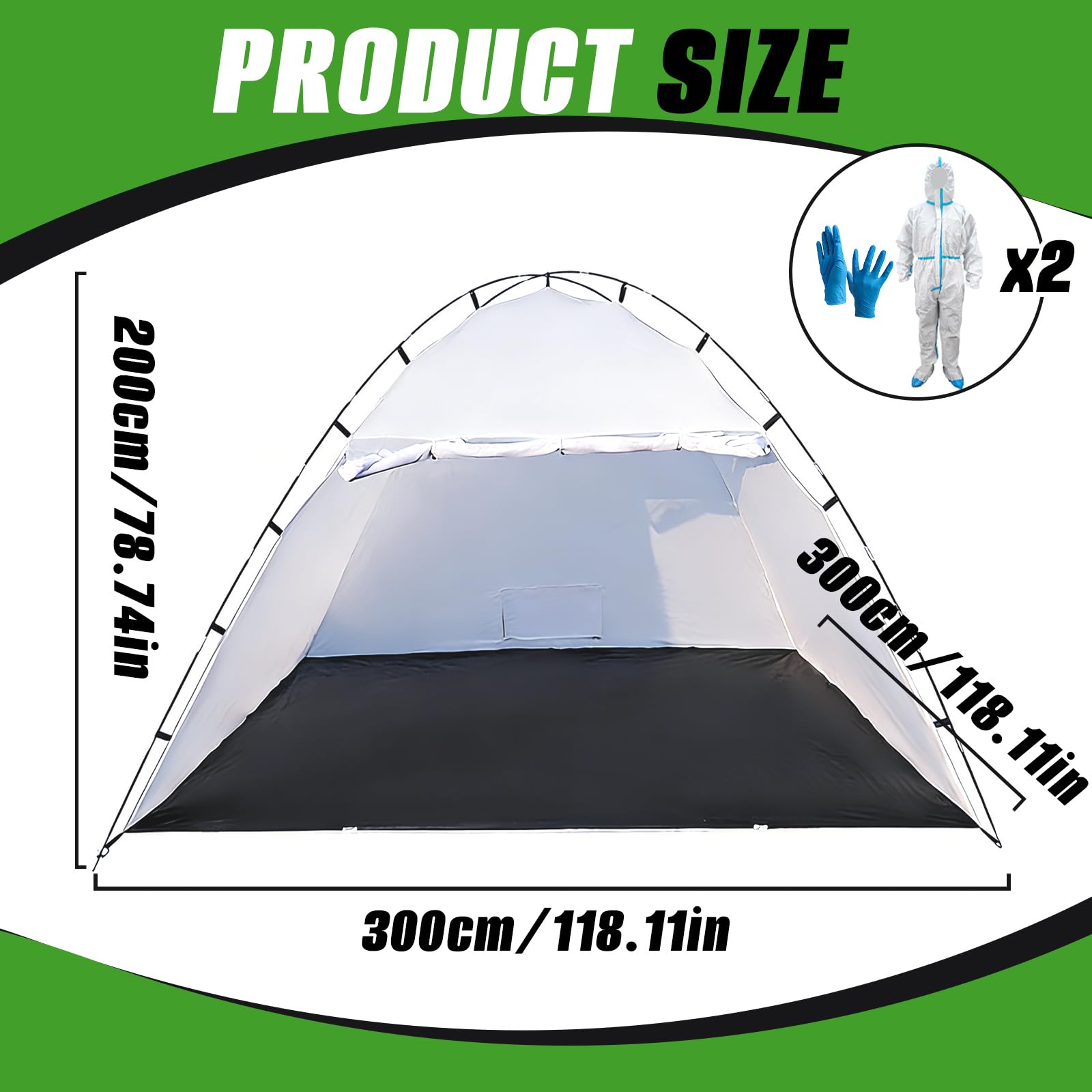 Tragbarer Sprühschutz Lackierzelt 300 x 183 x 200cm mit eingebautem Boden Sprühkabine für DIY