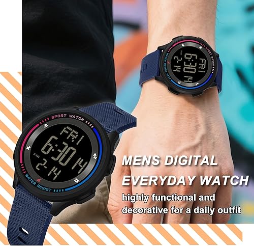 Miniatura 2 de Relojes deportivos para hombre, reloj digital impermeable, reloj despertador, cronómetro, calendario de cuenta regresiva, reloj táctico para hombre,