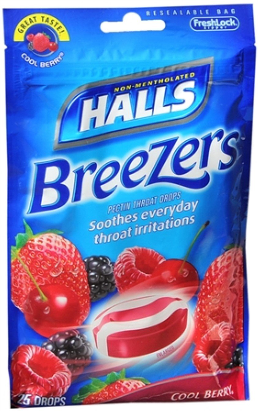 Halls Breezers Drops Cool Berry 25 Each (Pack of 11)