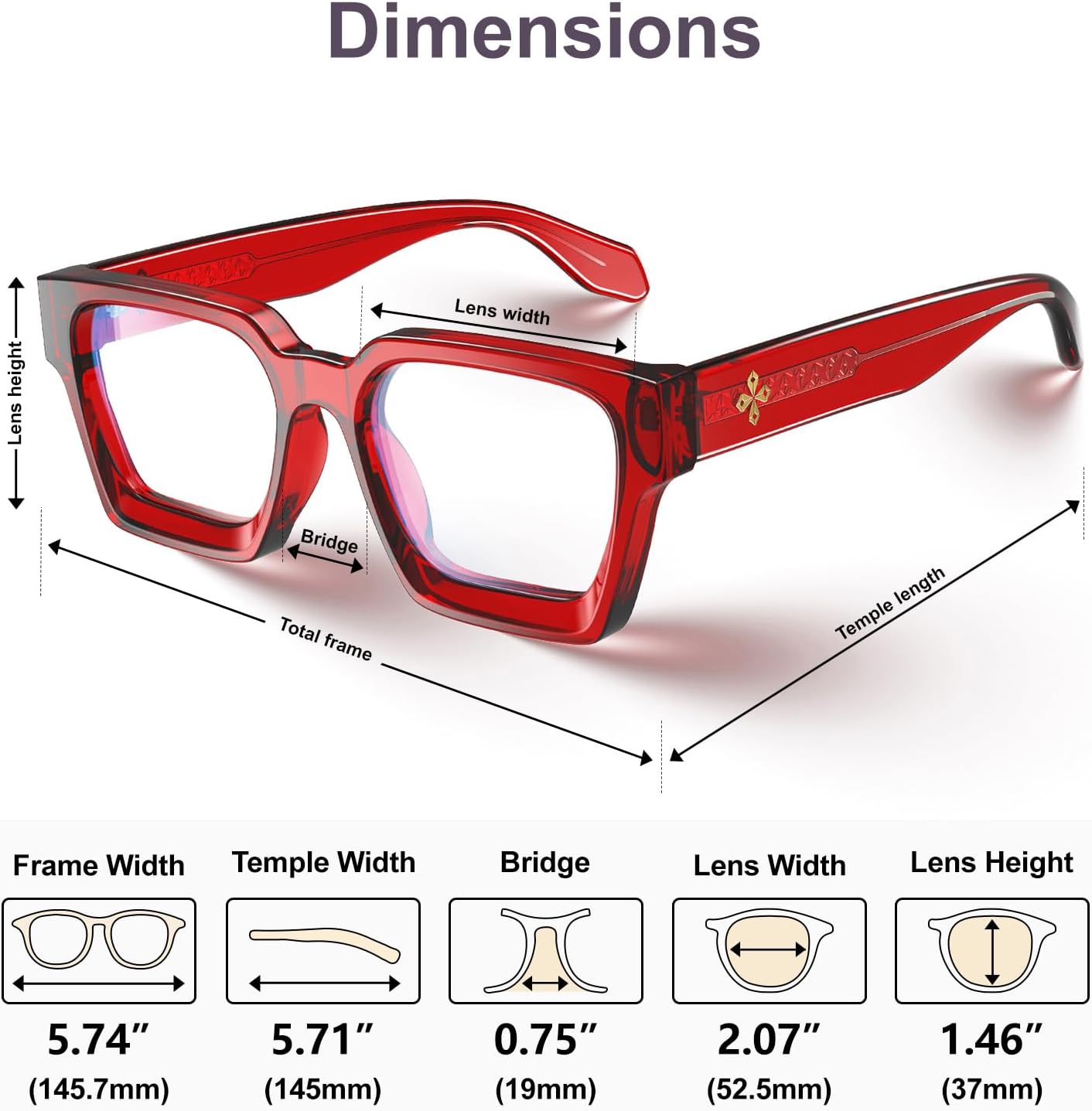 VISOONE Blue Light Blocking Glasses for Women Men, TR90 Lightweight Rectangle Computer Gaming Eyewear, Anti Eyestrain & UV400 Glare Filter, Vintage Chic Preppy Style Frame (River Series) - Image 6