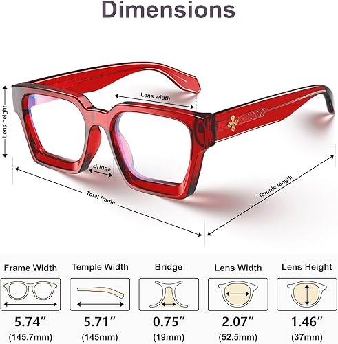 Miniatura 8 de VISOONE Versión mejorada Rectángulo Chic Preppy Look Gafas de bloqueo de luz azul para mujeres y hombres RIVER-LIGHTER