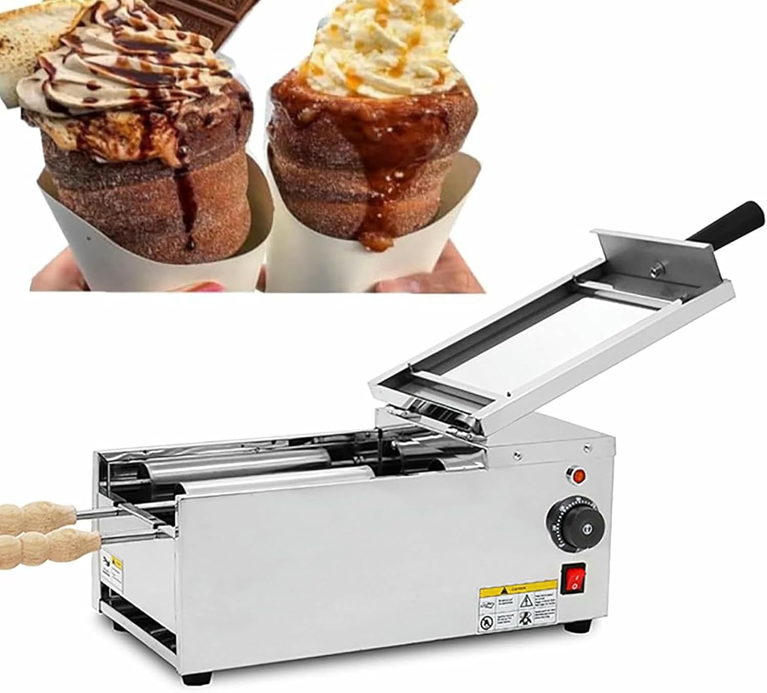 Commercial Electric Chimney Cake Oven with Rollers, 1500W Cone Grill Maker, Ideal for Home Kitchen and Snack Bars