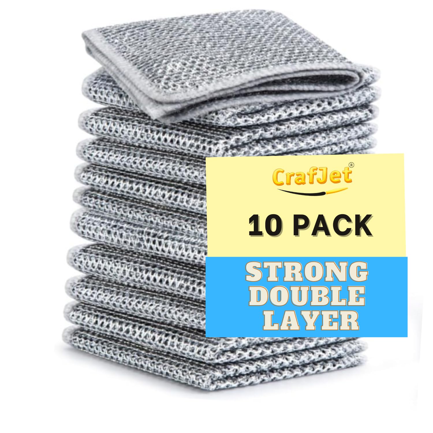 CrafJet Non-Scratch Wire Dishwash Cloth - Pack of 10 | Reusable Multipurpose Dishwashing Rags for Wet & Dry Cleaning | Ideal for Kitchen, Sinks, Pots & Pans (B0DBRDM4NN) Amazon Price History, Amazon Price Tracker
