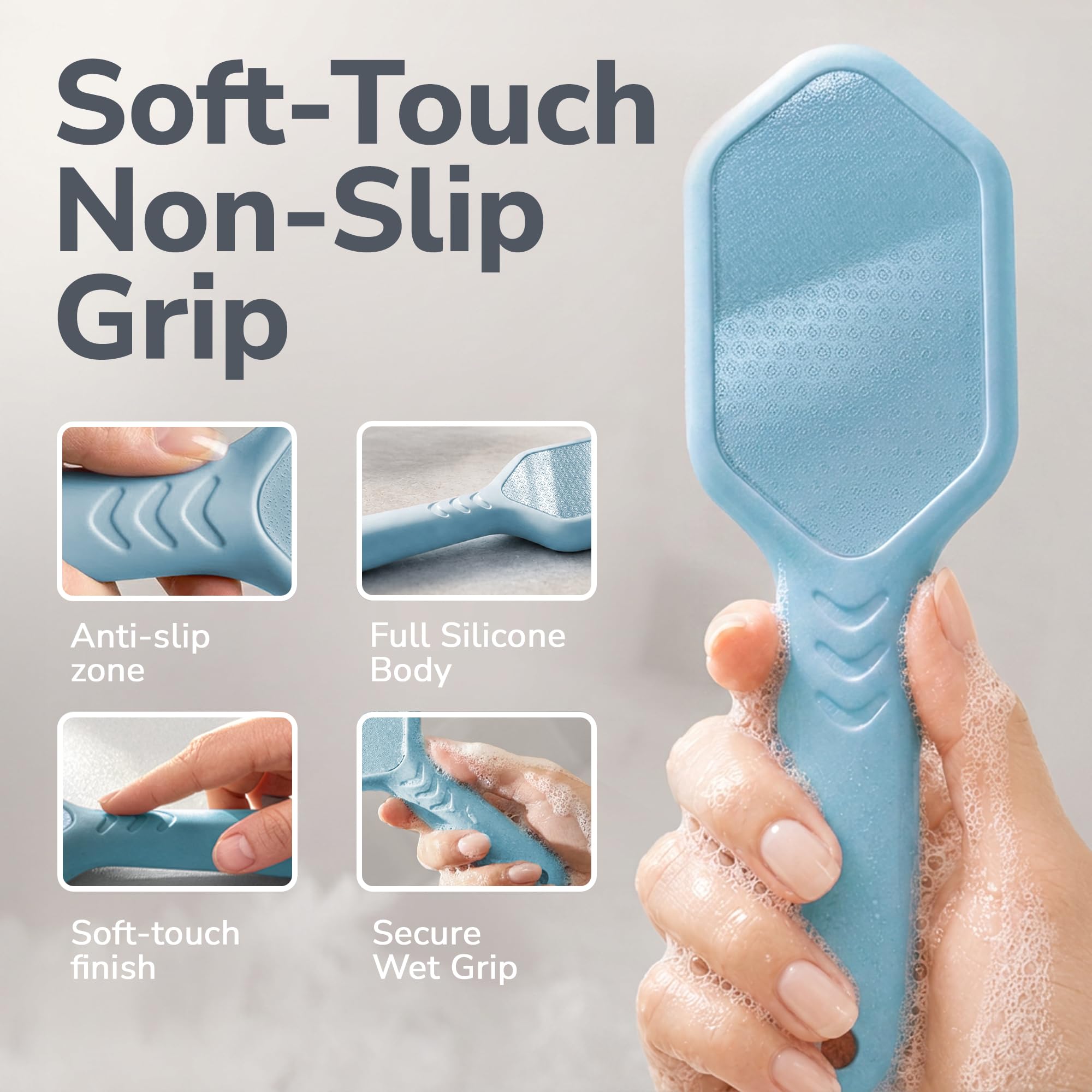 SILKLE Silikon Fuß Hornhautentferner - Nano-Glas-Fußfeile für abgestorbene Haut und rissige Fersen - Hornhautentferner für Füße & harte Haut - Ergonomischer Fußschrubber & Peeling für weiche, glatte