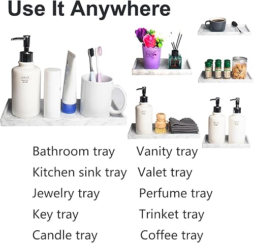 Miniatura 7 de DNC Bandeja de baño, bandeja de tocador de silicona de 7.9 pulgadas para encimera, bandeja de jabón para fregadero de cocina, dispensador de platos,