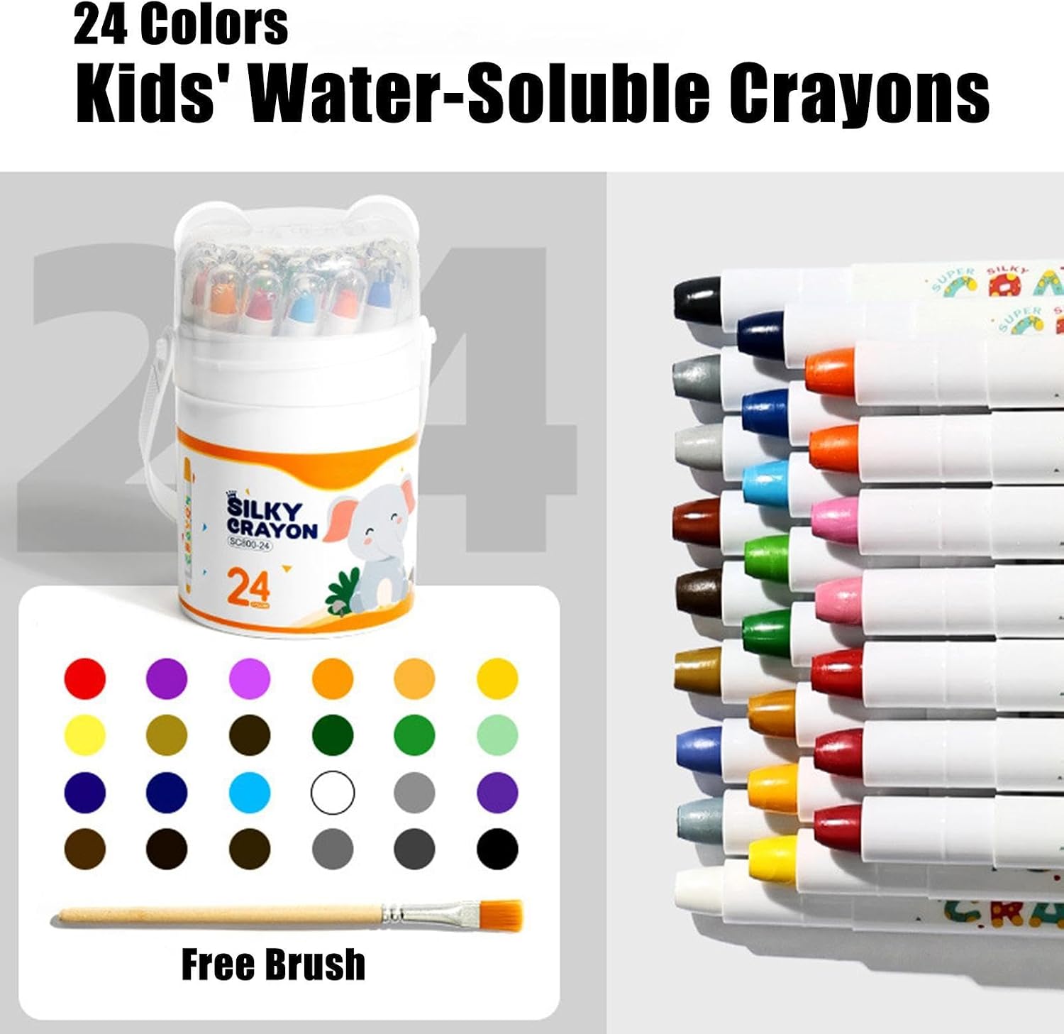 Oil Pastel Set, 24 Color Blendable Long‑Lasting Drawing Crayons, Oil Painting Supplies for Children, Home, School, Classroom, Office, Travel, Birthday, Party Favors, Creative Art Tools