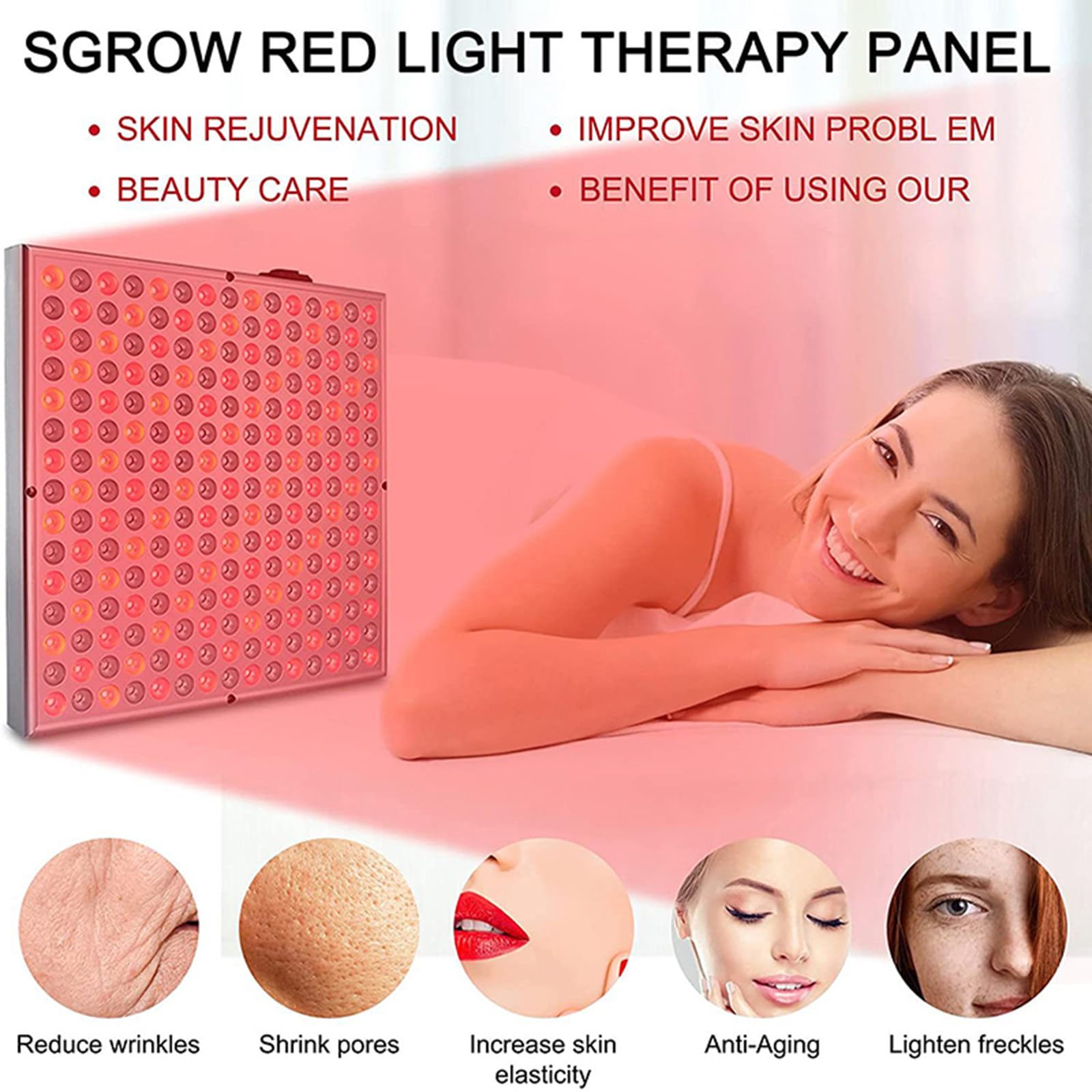 Dispositivo de terapia de luz roja, 45 W con 225 LED, infrarrojo cercano de 850 nm y rojo profundo de 660 nm para aliviar el dolor corporal y mejorar la calidad del sueño
