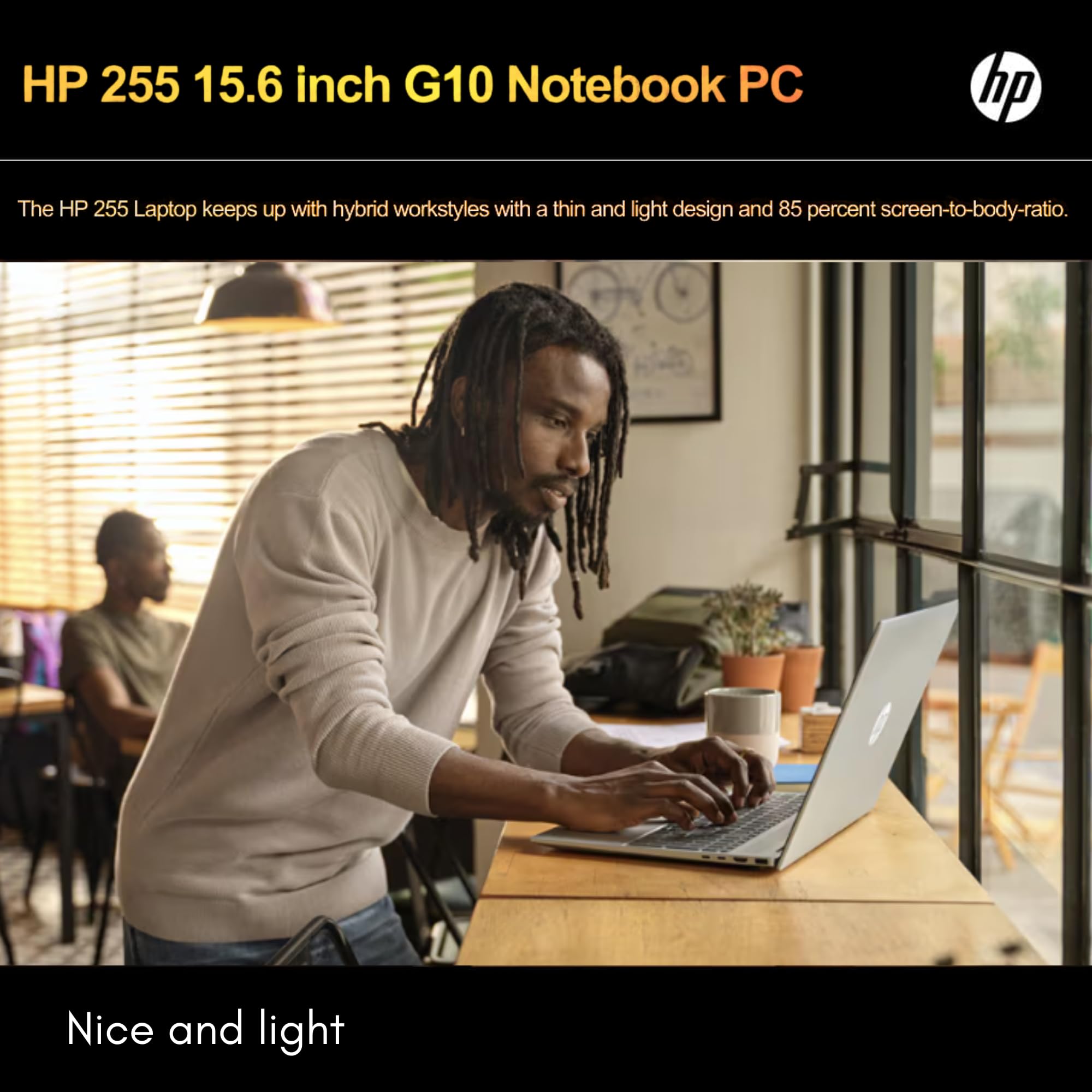 HP 255 G10 Laptop for Home or Work - Lifetime Microsoft Office 365 for Web - 15.6" Full HD - Ryzen 3 7330U (Beat Intel i5-1135G7) - 16GB RAM - 512GB SSD - HDMI - USB-C - Windows 11 w/o Mouse