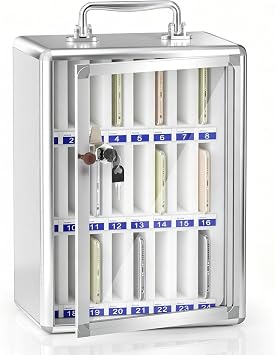 Loghot Aluminum Alloy Pocket Chart Cell Phones Storage Cabinet for Cell Phones, Wall-Mounted Cell Phone Locker Phone Holder with Lock for Classroom, Office, Can be Carried by Hand 24 Slots