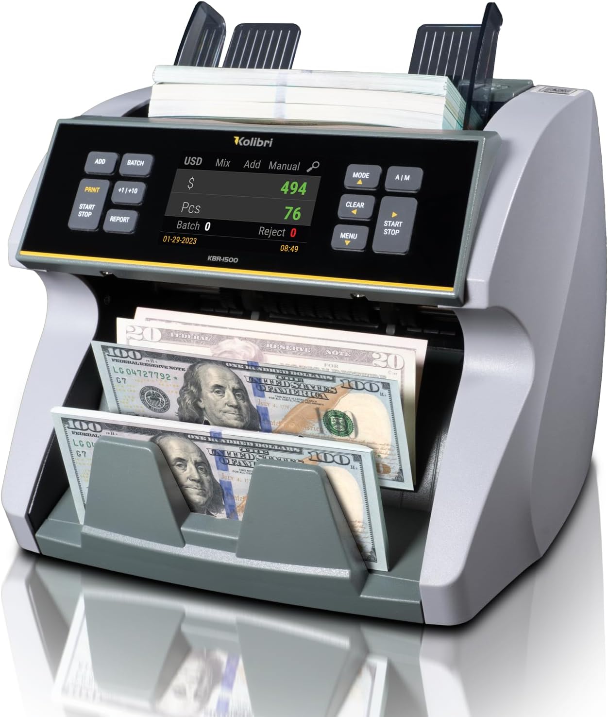 KBR-1500 V2 Mixed-Value Money Counter with UV/MG/IR
