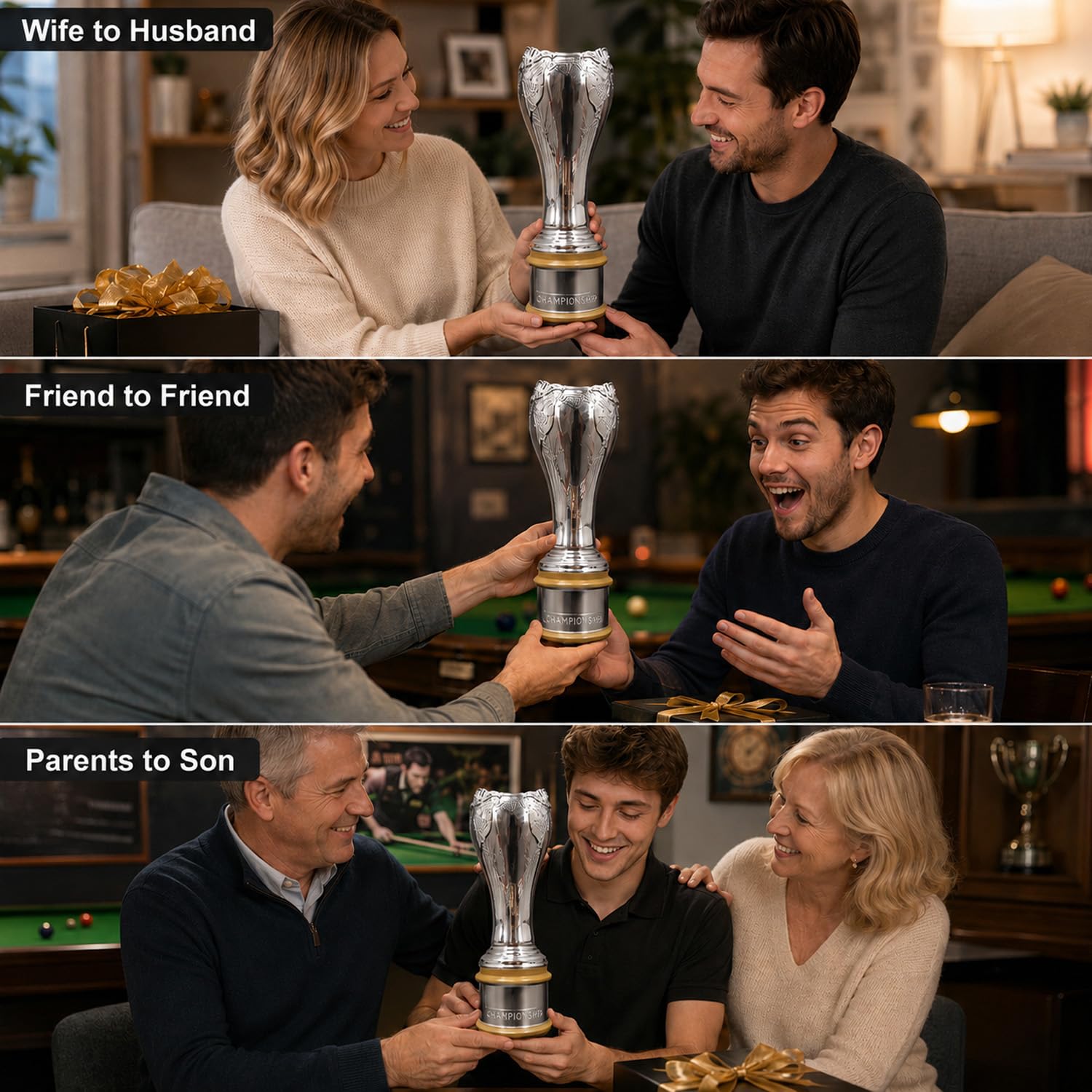 Snooker UK Meisterschaft Trophäe Replica, Billard Sieder Pokal | 40 cm Silberharz Champion, Sportmemorabilia Sammlerstück, Deko für Schreibtisch und Regal, Geschenk für Fans