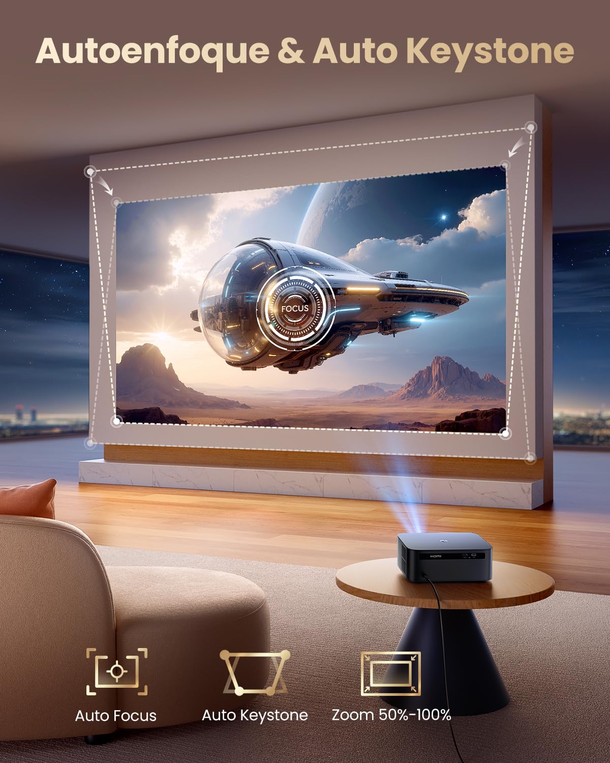 Proyector 4K【1500 ANSI/Google TV/Netflix Ready】 WiMiUS Proyector Full HD 1080P Nativo, Auto Focus/Keystone, WiFi 6&Bluetooth 5.2, Control de Voz Projector en Casa/Exterior (Negro)