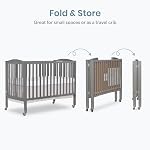 Dream On Me Taille complète 2-in-1 Lit bébé pliant en acier gris, Roues de verrouillage, Plions à plat pour le stockage, Livré avec garde-dents, Finition non toxique