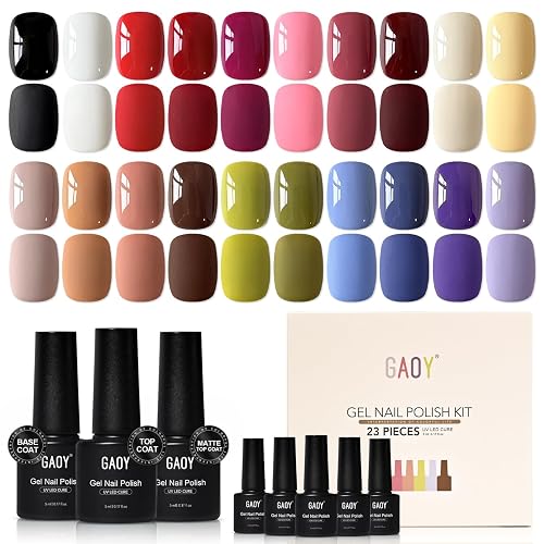 GAOY 23 Pcs Gel Nail Polish Set 20 Fall Colorful Colors