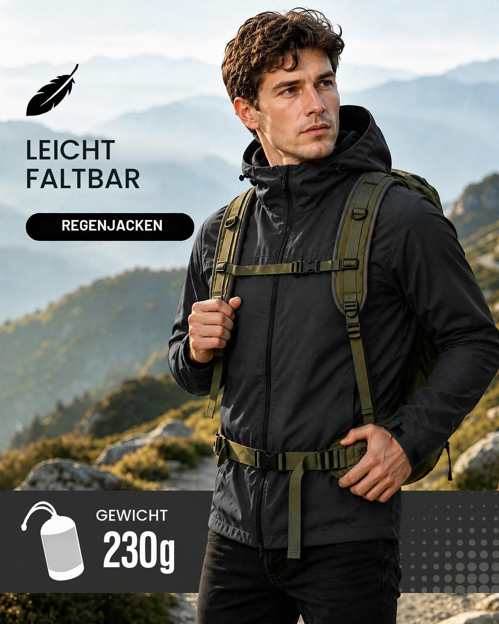 Regenjacke Herren Wasserdicht Atmungsaktiv regenjacken für herren Windbreaker mit Kapuze dünne fahrrad regenjacke herren