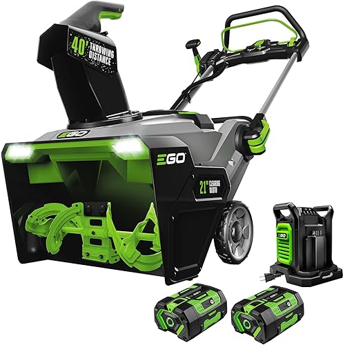 EGO POWER+ 21" Electric Snow Blower, Cordless Steel Auger, Includes (2) 56V 7.5Ah Batteries and Dual Port Charger - SNT2114