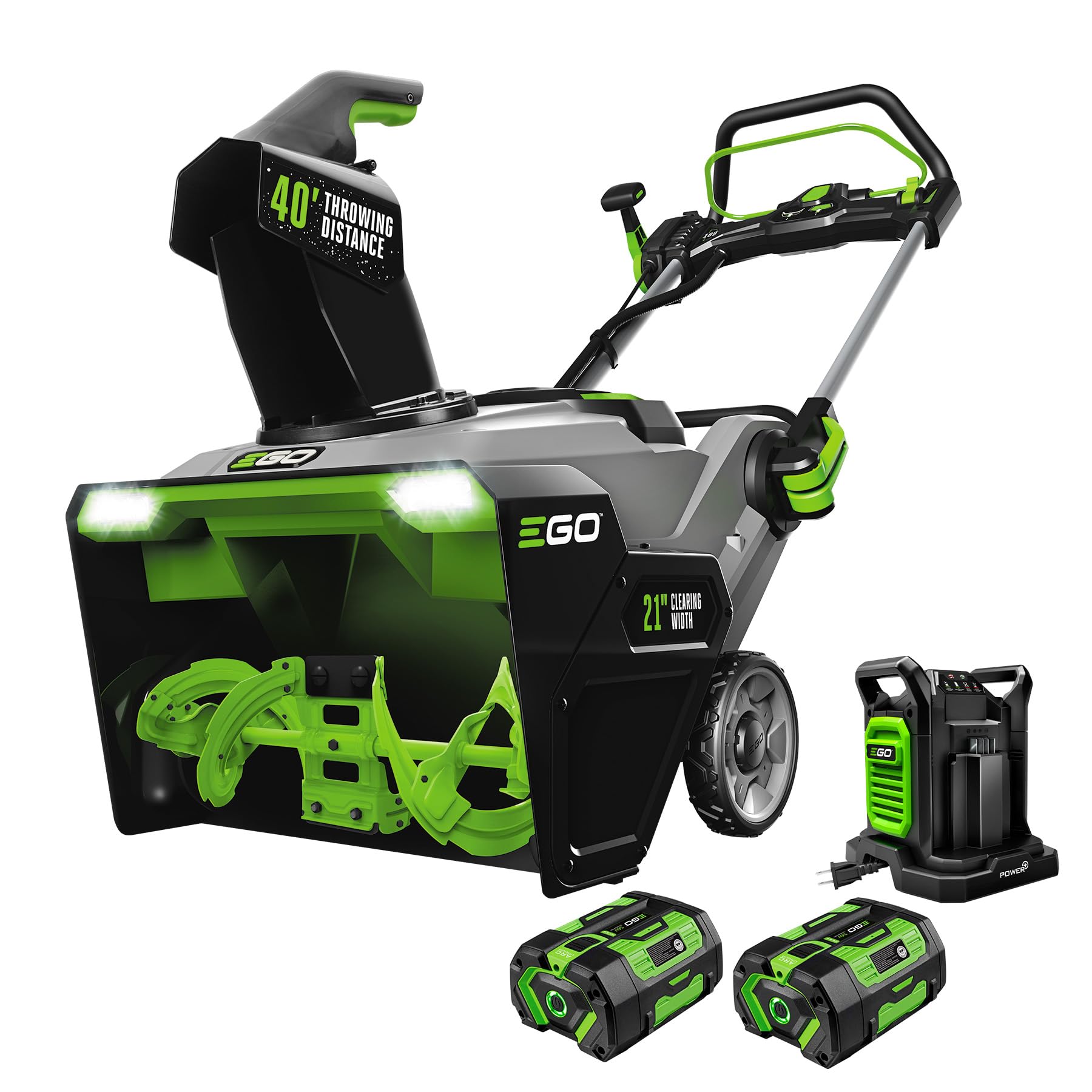EGO POWER+ 21" Electric Snow Blower, Cordless Steel Auger, Includes (2) 56V 7.5Ah Batteries and Dual Port Charger - SNT2114