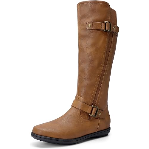 DREAM PAIRS Women's Faux Fur-Lined Knee High Winter Boots Fall Tall Boots,Size 8,Camel,TRACE
