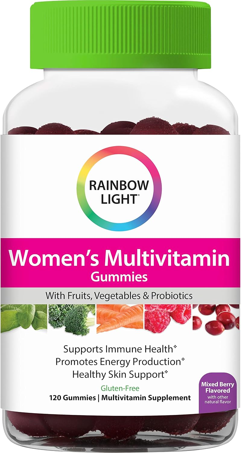 Rainbow Light Multivitamin for Women, Vitamin C, D & Zinc, Probiotics, Women’s One Multivitamin Provides High Potency Immune Support, Non-GMO, Vegetarian, 120 Gummies