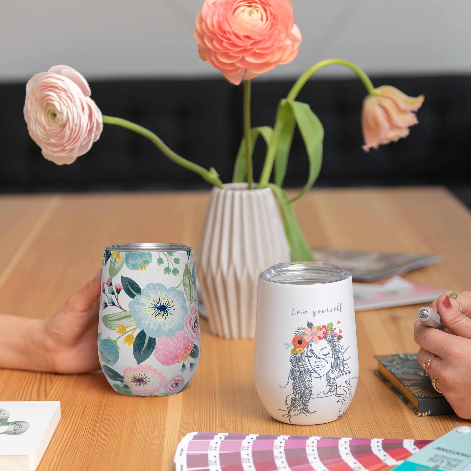 chic.mic Taza térmica Bioloco Office 420 ml acero inoxidable (Marsh flowers)