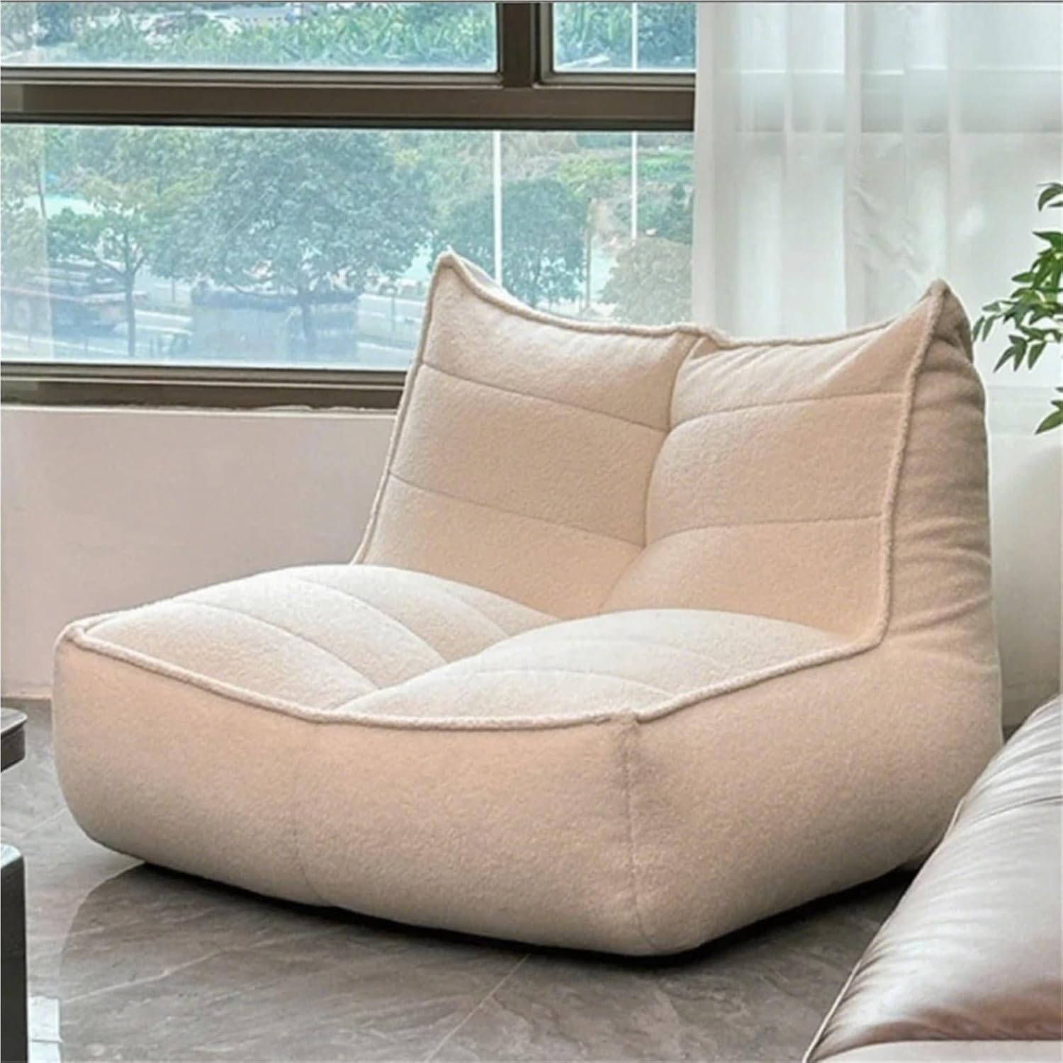 SXBCyan Big Luxury Bean Bag Chair for Adults Waterproof Cotton Bean Bag Cover Sofa Pouf Cover Washable Pouf Ottoman No Filler Pouf Sofa Cover(White)