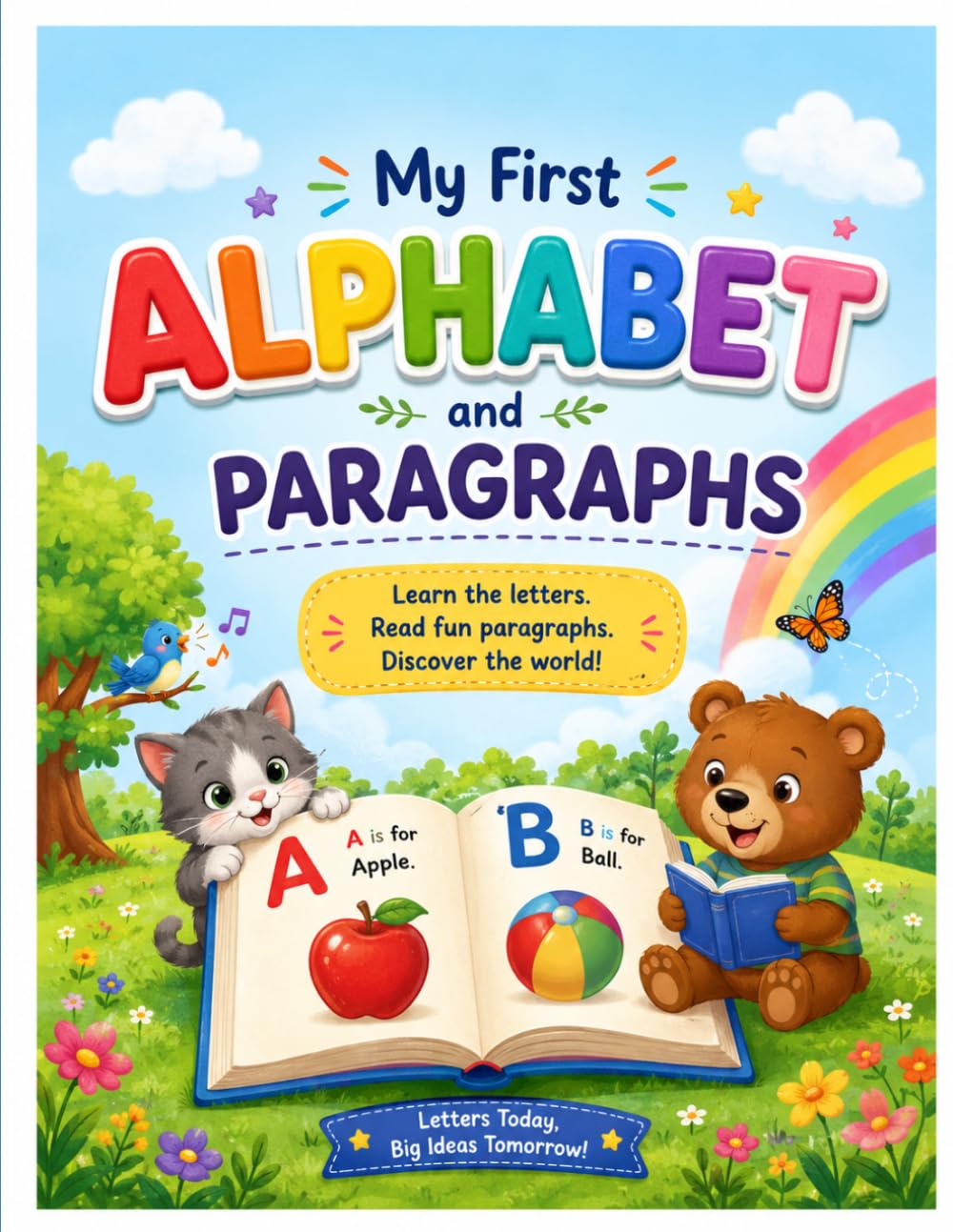 Alphabet and Reading Book for Kids: Learn the ABCs with Easy Words, Fun Paragraphs, and Colorful Pictures for Preschool, Kindergarten, and Early Readers Ages 3–10
