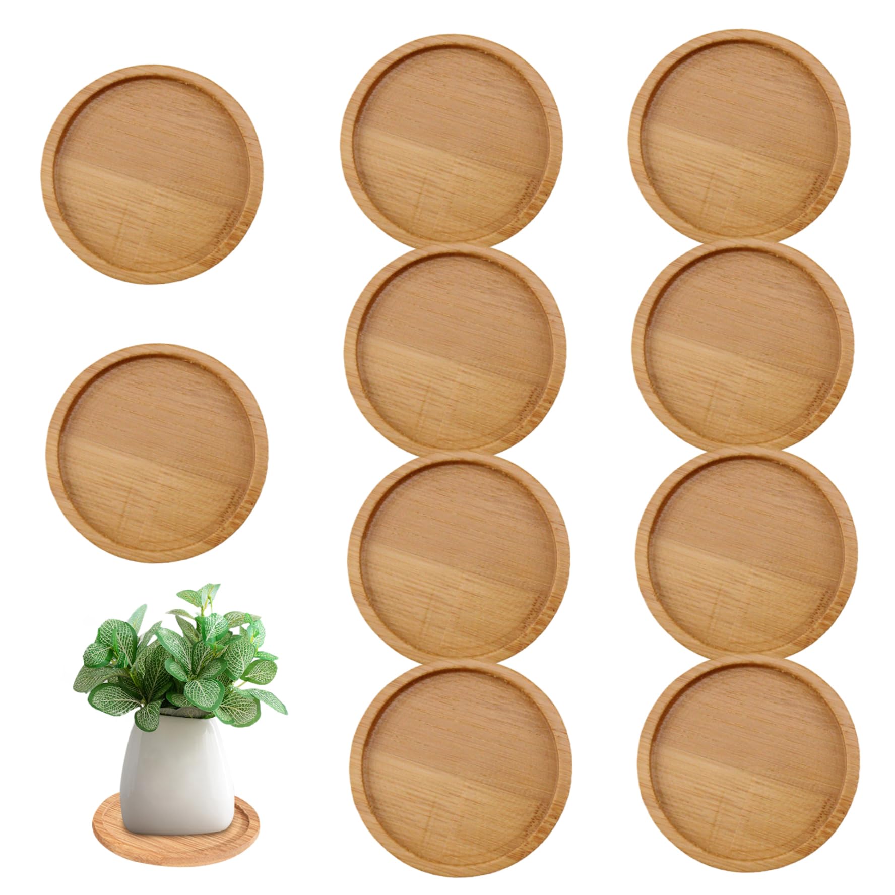 Soucoupes de plantes en bambou pour décorer la table basse du salon et protéger des gouttes
