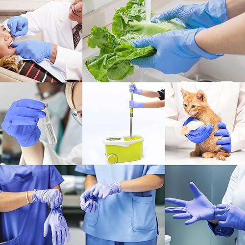 Miniatura 21 de Guantes médicos desechables de nitrilo aptos para alimentos, sin látex, sin polvo, para preparación de alimentos, cocina, examen de limpieza, 3 mil