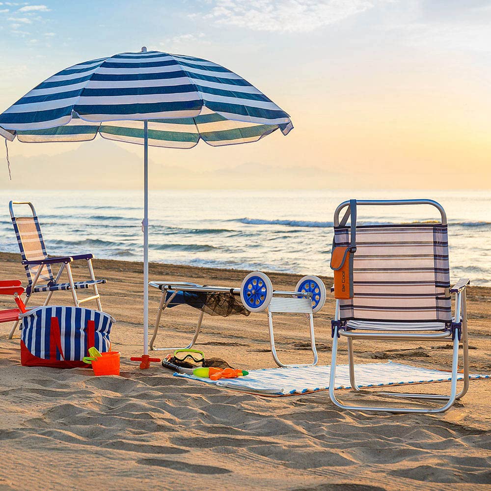 Lola Home Silla de Playa Plegable Azul Marino de Aluminio de 57x50x88 cm (S2404841)