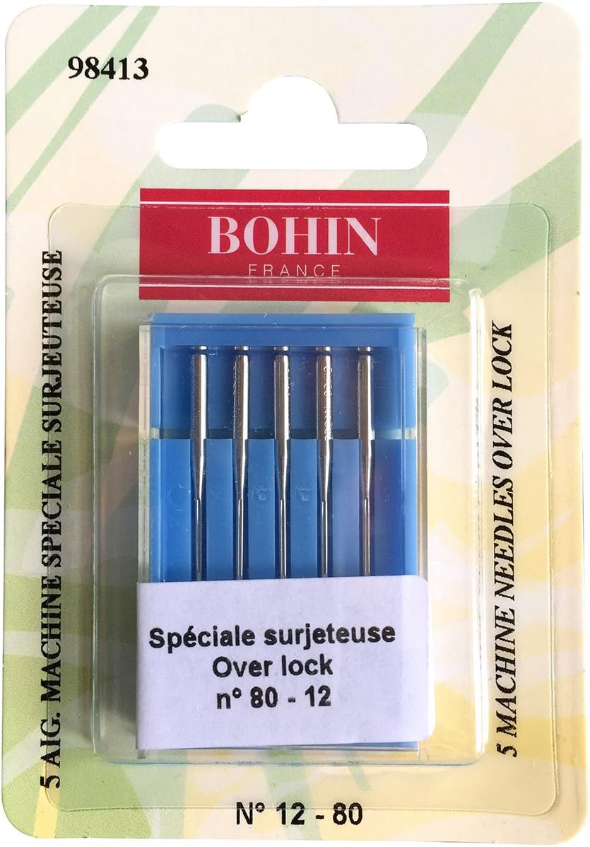 Bohin - 80-12 Overlock Universal Needles - 5 Needles, Silver